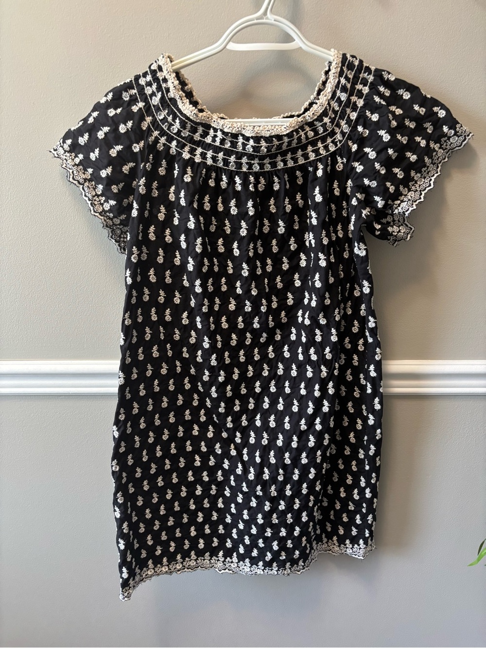 Max Edition Black Dress with White Embroidered Motifs